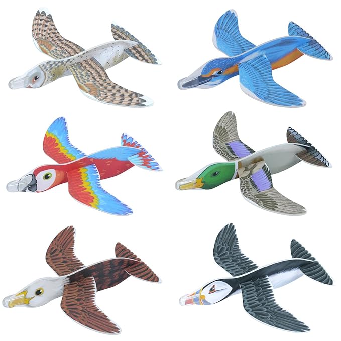 12x Styroporflieger Neue Vögel Flugzeuge Tier Gleiter 16cm Geburtstag Mitgebsel HB