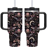 AMZUShome 40 OZ Goth Butterfly Tumbler with Handle.nique Birthday Christmas Gifts for Goth Lover.Personalized 40 OZ Goth Butterfly Tumbler Gifts for Women Men.