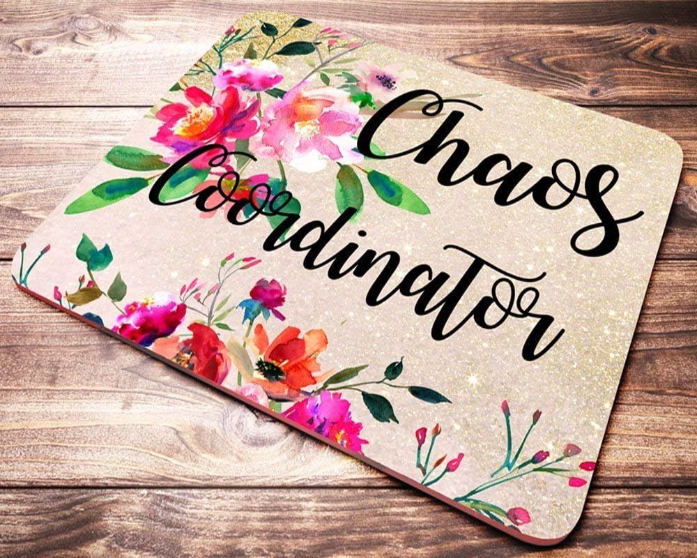 Funny Chaos Coordinator Mouse Pad Pink Red Floral Watercolor Teacher Mousepad Office Desk Accessories Decor