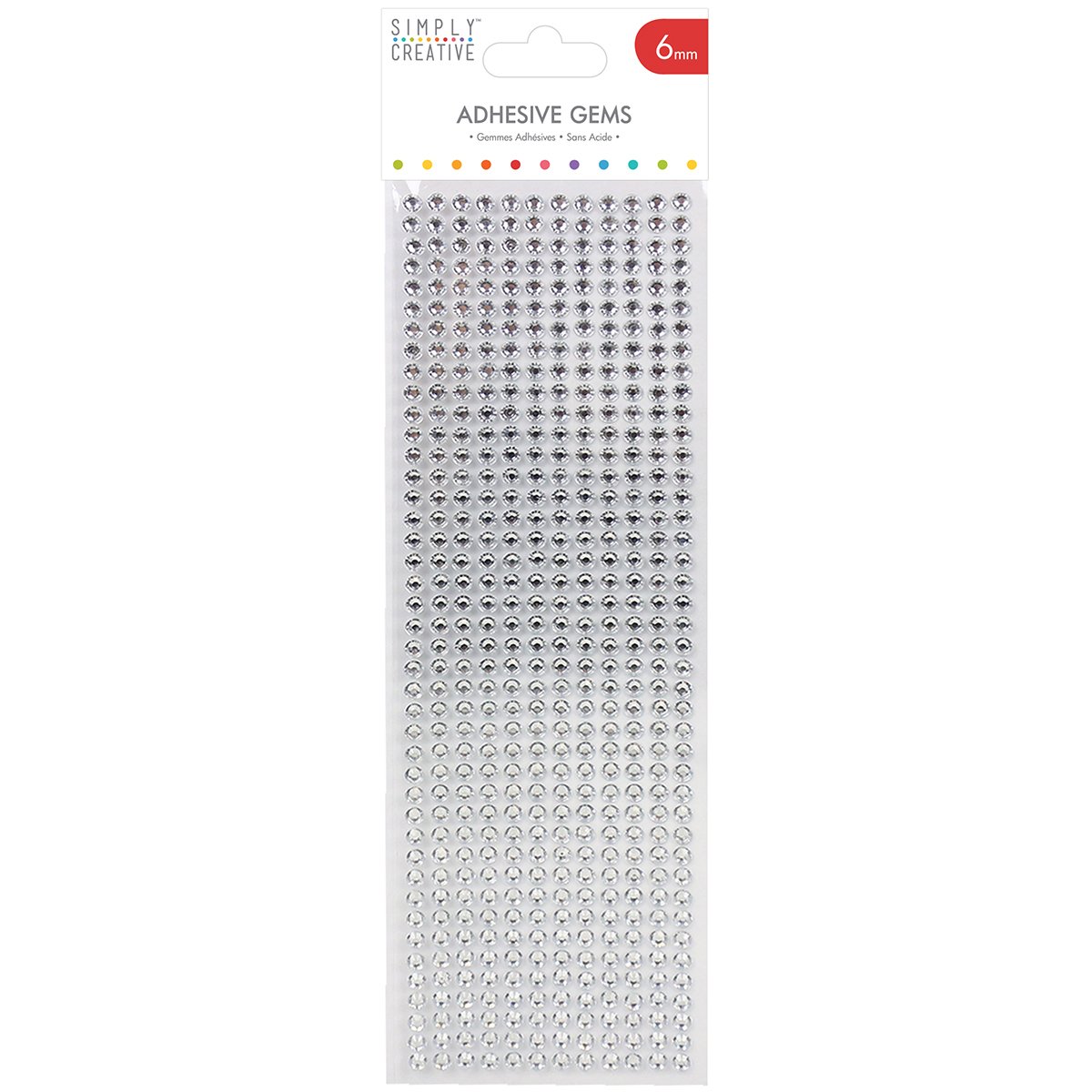 Simply Creative Plastic Gems - Silver (6 mm)