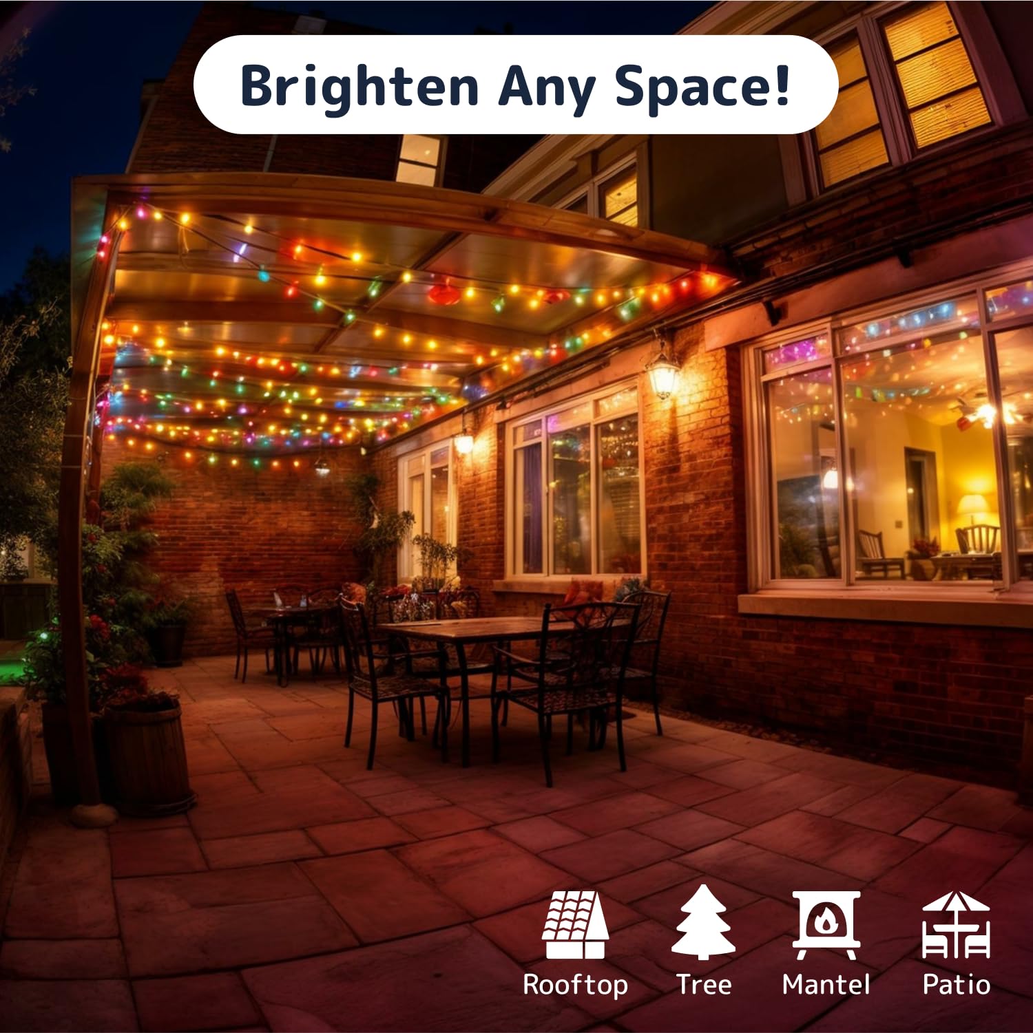 PREXTEX Multicolored Christmas Lights with Green Wire, 60 Feet, 300 Light, Twinkling Lights Indoor or Outdoor, String Twinkle Lighting for Christmas Tree Decorations