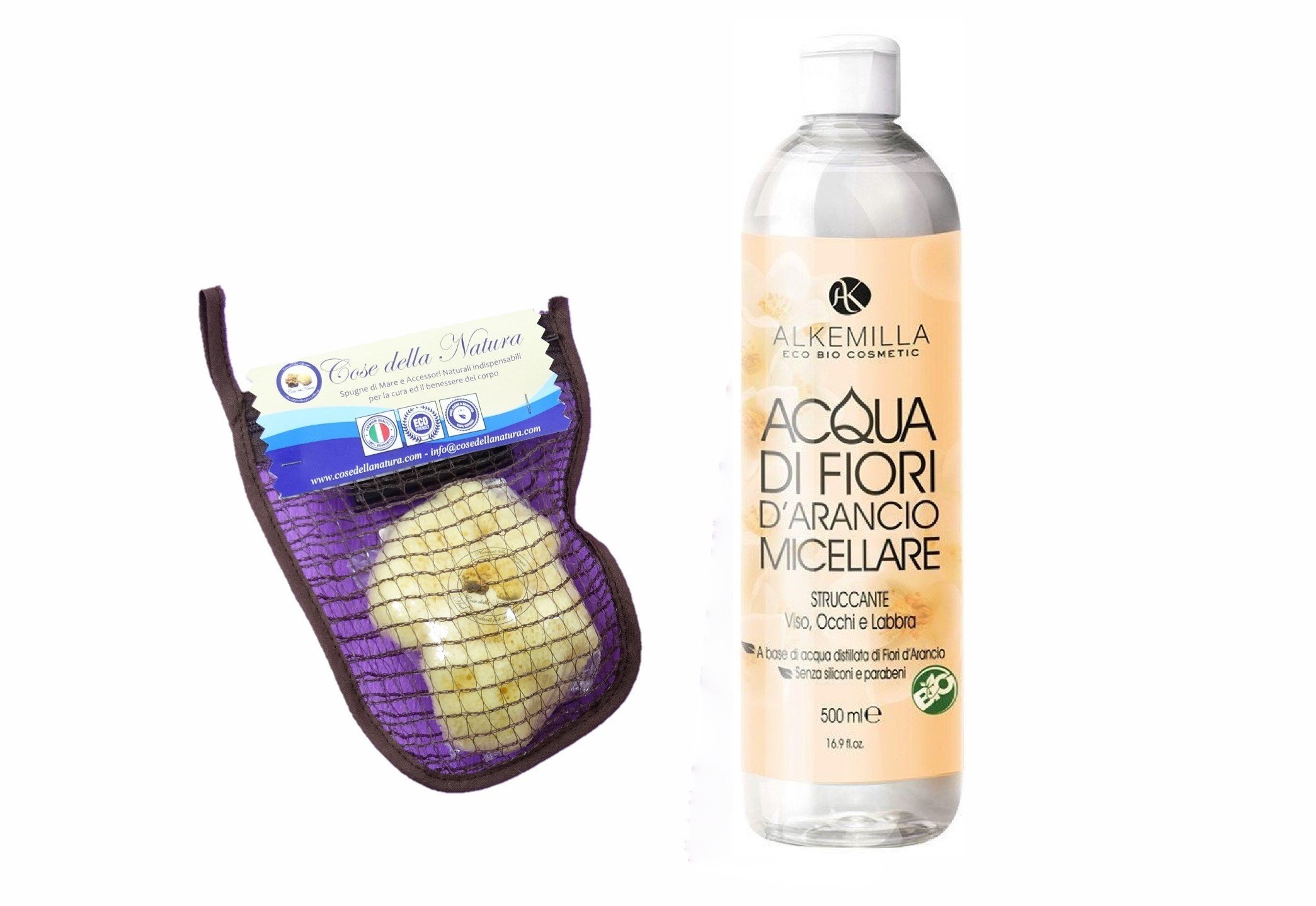 YUMI BIO - Facial Cleansing Kit - Micellar Water + Multifunctional Natural Sponge - Gift Ideas Set - Perfect for Oily or Sensitive Skins - Best Organic Products for Skin Care