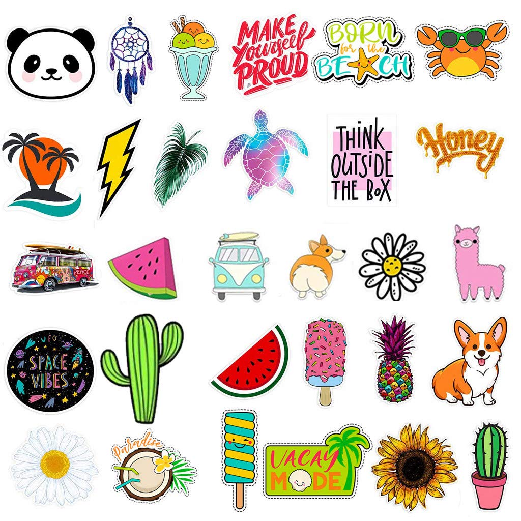 Bieay Stickers for Water Bottles 30 Pack, Waterproof Aesthetic Stickers