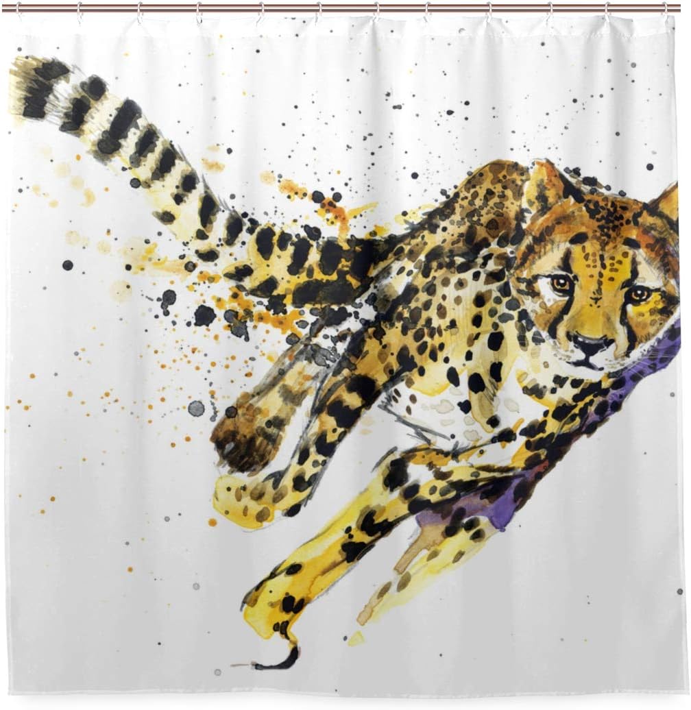 Amazon Nikivivi 防水シャワーカーテン かわいいチーター水彩イラストアフリカの動物 浴室 目隠し 間仕切り取付簡単 カーテンリング付属 おしゃれ バスカーテン 180ｘ180cm シャワーカーテン ホーム キッチン オンライン通販