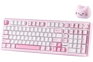 YUNZII B98 PRO QMK/VIA Wireless Mechanical Gaming Keyboard, 96% Layout with Numpad and Cute Cat Knob, BT/2.4G/USB-C, Pre-Lube