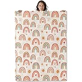 Asivud Cute Rainbow Blanket, Sun and Heart Design 60 x 50 Inch Flannel Throw Blanket, Gifts for Women Kids, Lightweight Cozy Warm Blankets for Sofa Travel Home Decor