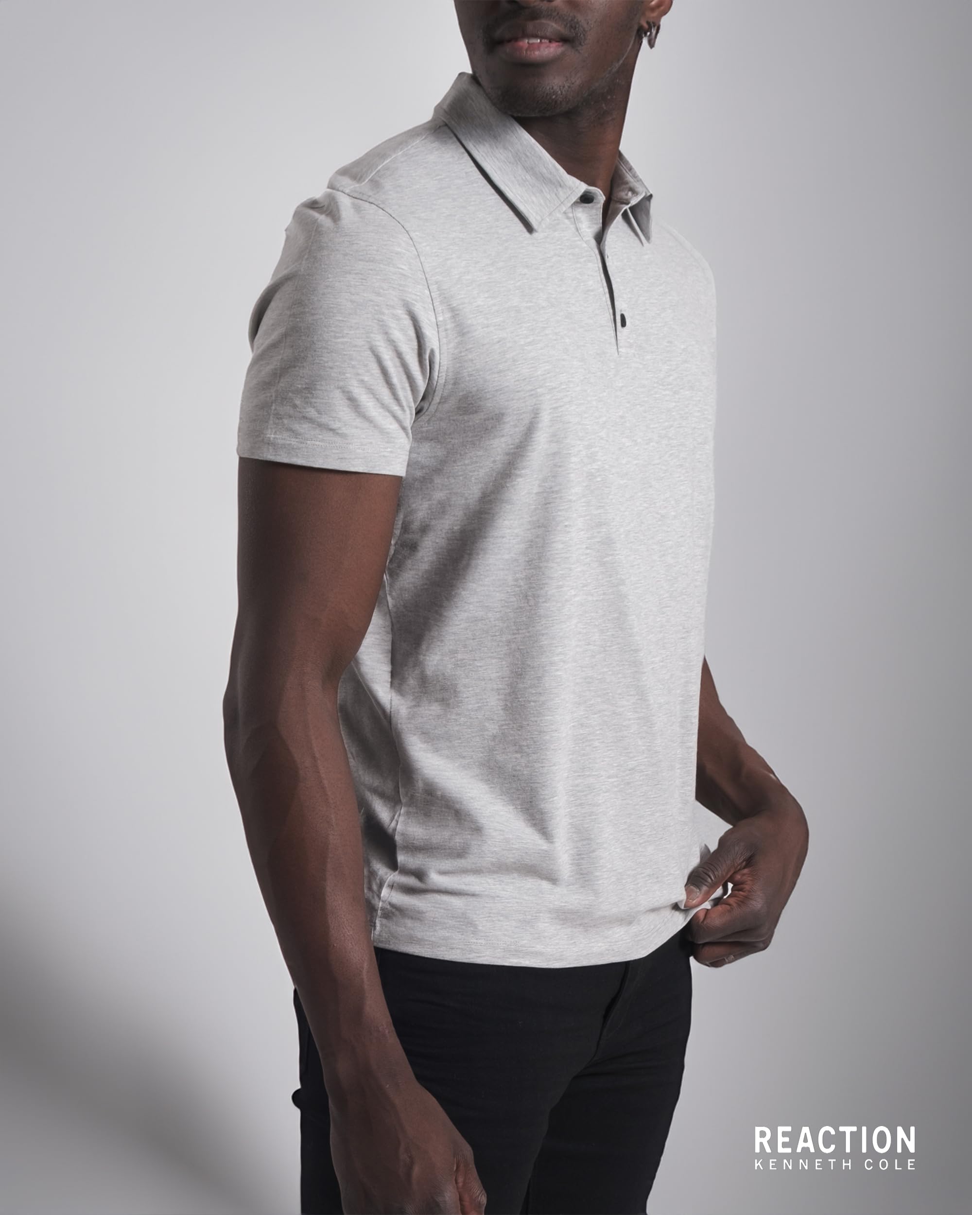 Kenneth Cole REACTION Polo Shirts for Men 3 Pack, UPF 50+ Men's Polo Shirts Short Sleeve (Black/White/Heather Grey, XX-Large)