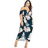 City Chic Plus Size Dress, Emerald Floral Maxi Dress