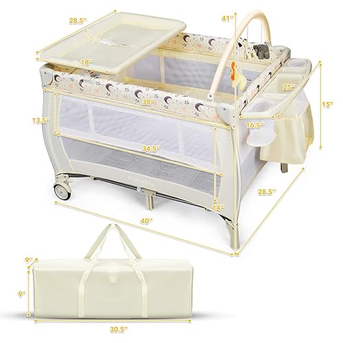 BABY JOY in Portable Pack and Play with Bassinet, Convertible