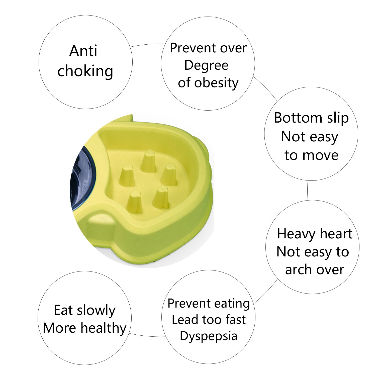 Dog Slow Feeder Bowl with Stainless Steel Water Bowl, Two in One Anti-Skid Healthy Pet Eating Bowl for Interavtive Training Anti Choke by XUANR- Blue/Green