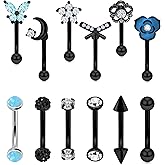 Vsnnsns Rook Daith Piercing Jewelry 16G Stainless Surgical Steel Curved Barbell Eyebrow Rings Vertical Labret Lip Piercing Jewelry Rook Daith Earrings for Women Men 6MM 8MM 10MM Hypoallergenic