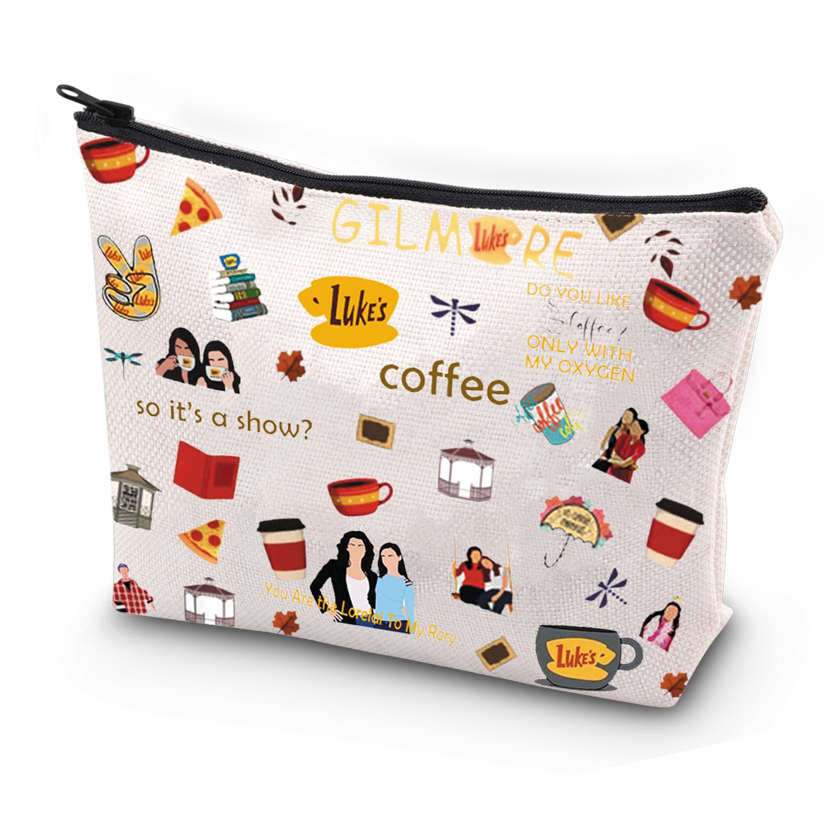 FEELMEM Gilmore TV Show Gift Gilmore Inspired Makeup Bag Lorelai Rory Gilmore Fan Gift Luke's Diner Coffee Inspired Gift