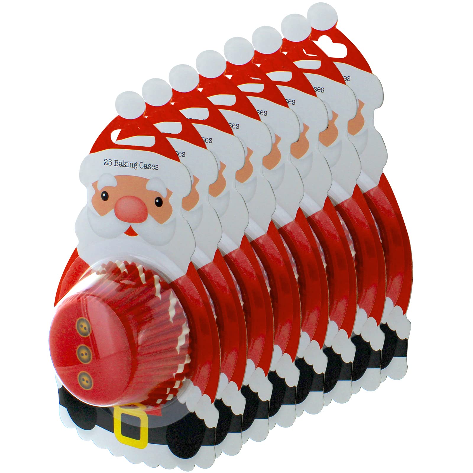 Baked with Love Santa Baking Cupcake Cases, Christmas Greaseproof Paper Baking Cups for Festive Holiday Treats - Pack of 200, Red