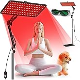 Morfone Red Light Therapy for Body Face - Tri-Wavelength (660nm, 850nm, 940nm) LED Infrared Light Therapy Lamp Panel with Adjustable Stand, Protective Glasses for Home Use, Gift for Women Girl, M