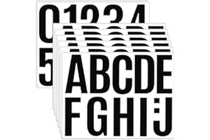 HUIMDERY 24 Sheets Letter Stickers Mailbox Numbers Large 4 Inch Vinyl Alphabet Numbers Stickers Big Self-Adhesive Waterproof Bulletin Post Board Letters for Mailbox Door Window Sign Home Address Cars(4Inch)(Black)
