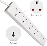 EXTRASTAR 6 Way Extension Lead 13A UK Plug 2m White Power Strip view 3