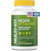 Noor Vitamins Halal Vitamins, Daily Multivitamin, Halal Vitamin for Women and Men, 30 Vitamins &amp; Minerals, A, B12, C, Iron, Zinc to support general health, Non-GMO, Halal Multivitamin (2 Month Supply)