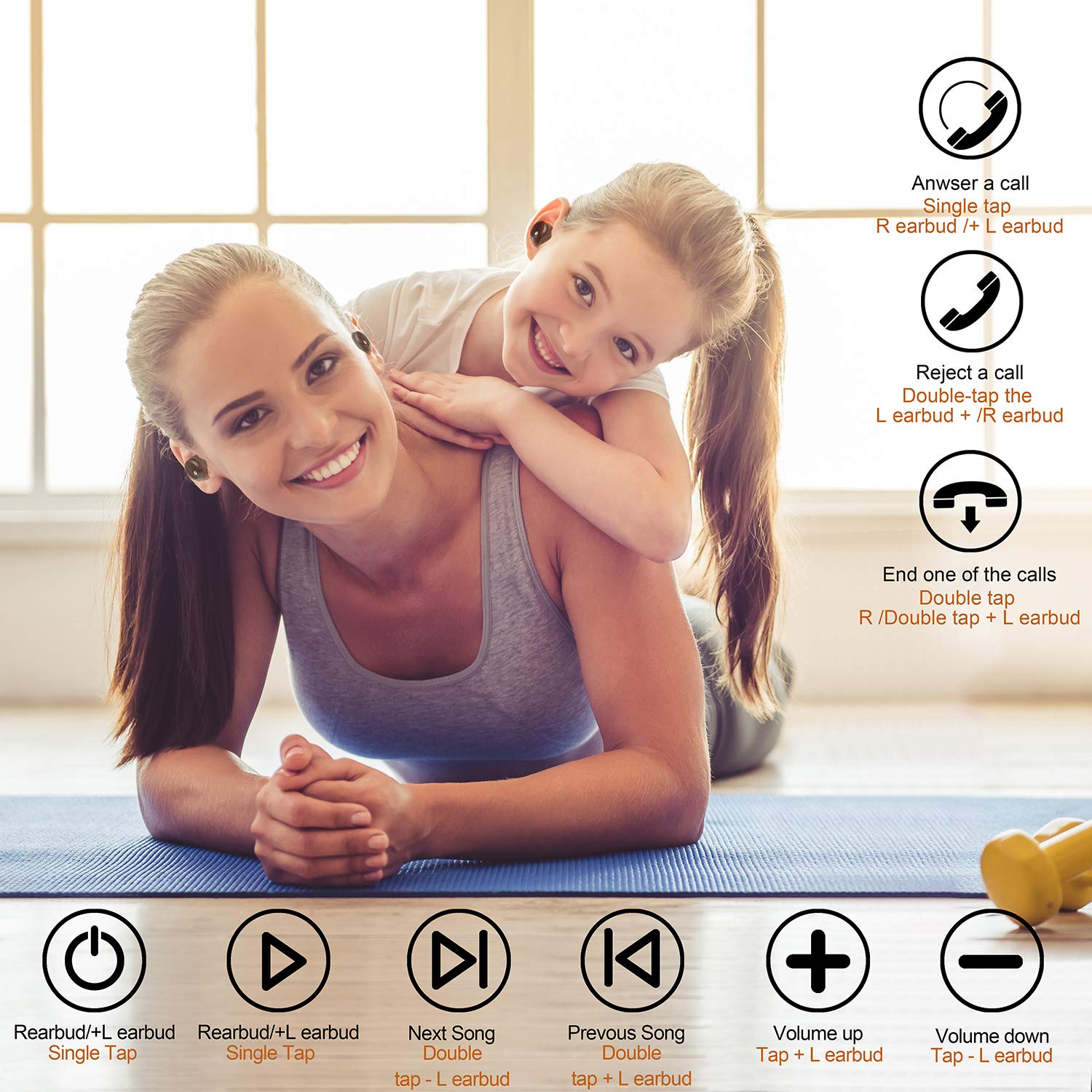 Wireless Earbuds Bluetooth Headphones for iPhone or Android Guning S1 Waterproof Sport True Wireless Stereo TWS Earphones in Ear Long Playtime Battery Stable Bluetooth Connection Cordless Earphones