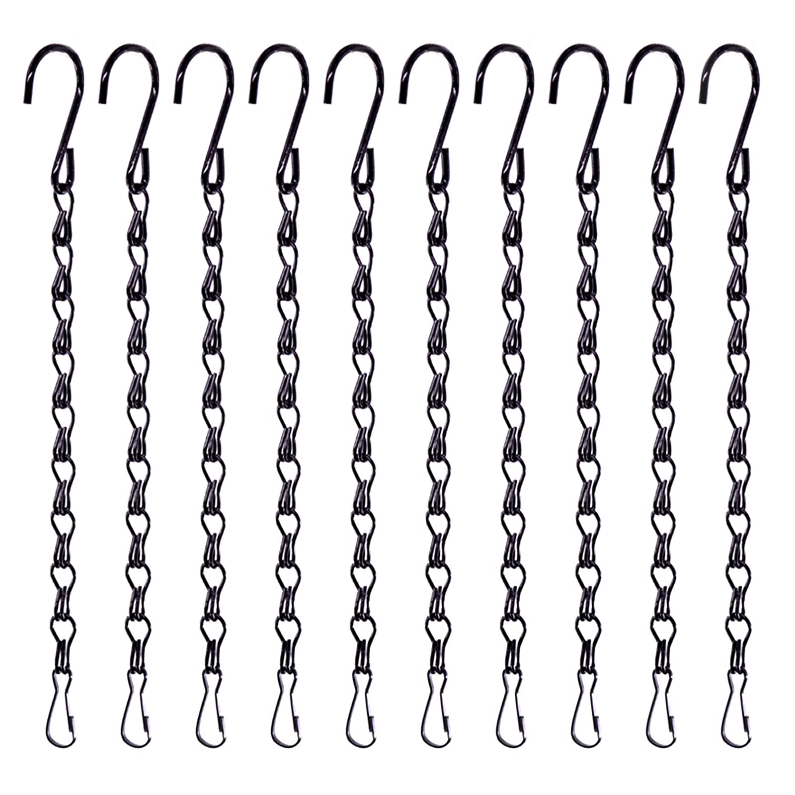Keadic 15 Pcs 9.5 Inch Hanging Chain, Black Decorative Metal Hook Chain Hanging for Bird Feeders,Planters,Lanterns, Wind Chimes,Billboards, Chalkboards, and More Indoor and Outdoor Use