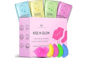 VOGUENOW Under Eye Patches & Lip Patches 28 Sets - Under Eye Patches for Dark Circles and Puffiness - Lip Mask for Dry Lips - Hydrating 4 Flavors Eye Masks| Reduce Dark Circles, International Womens Day Gifts