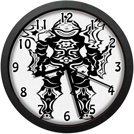 Amazon Co Jp 白黒小説の幻想的な生き物の図のイラスト寝室 居間 事務所などの壁掛け時計 直径24 7cm ホーム キッチン