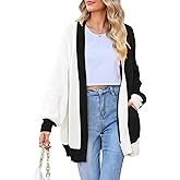 Pink Queen 2025 Fall Long Cardigans for Women Batwing Sleeve Open Front Ribbed Knit Oversized Cardigan Sweaters with Pockets