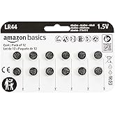 �鶹�� Basics 12-Pack LR44 Alkaline Button Cell Battery, 1.5 Volt, Long Lasting Power, Mercury-Free