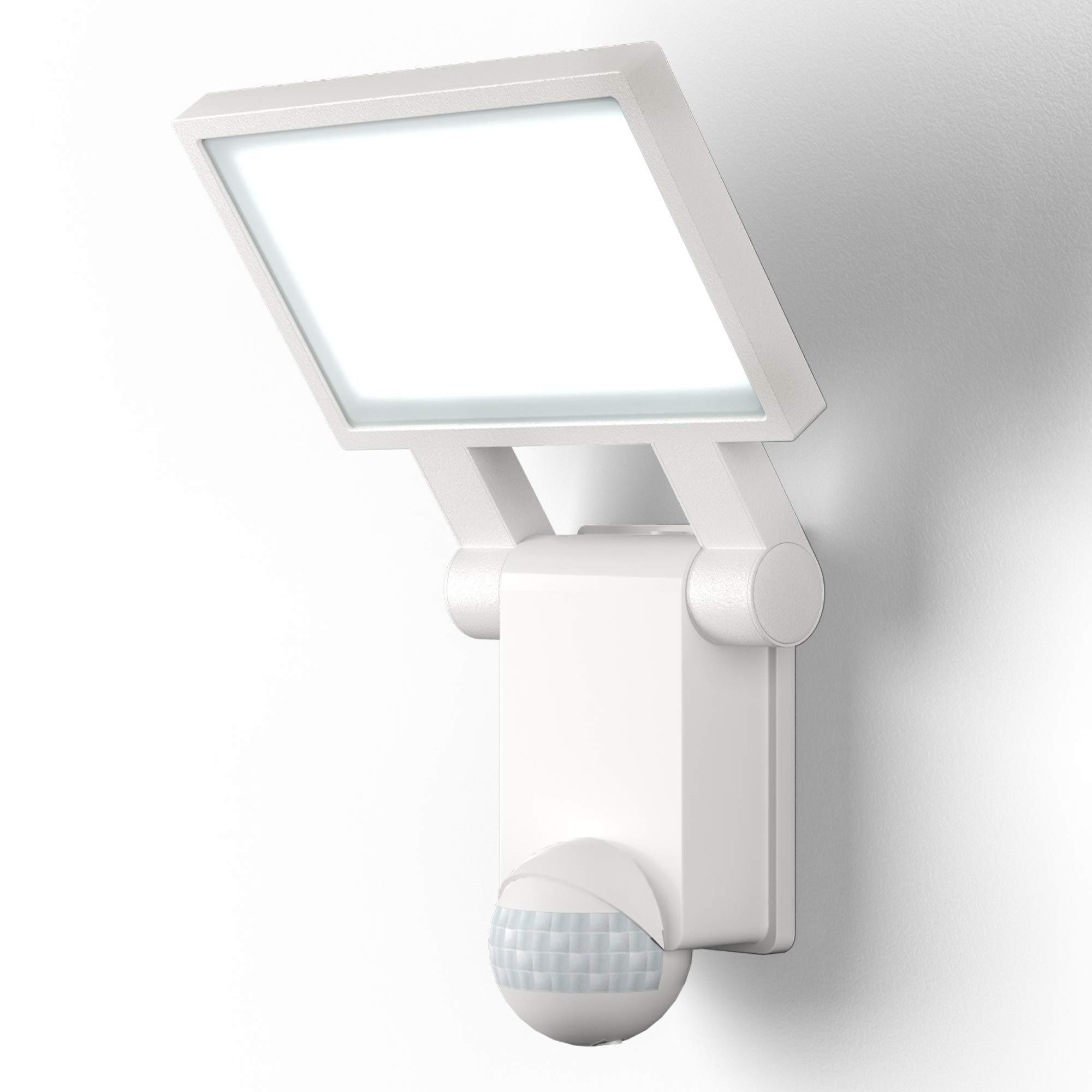 B.K.Licht Motion Activated 20W LED floodlight in White with IP44 Splash-proofing