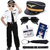 Tacobear Pilot Costume for Kids Boy Airline Uniform Sunglasses Pilot Hat Accessories Halloween Costume