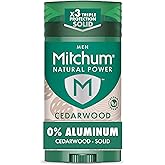 Mitchum Men&rsquo;s Natural Power Deodorant Solid, Cedarwood, 2.7 oz | Men's deodorant with 0% aluminum. Neutralizes odor naturally and provides strong 24HR odor protection. Cedarwood scent.