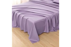 Toodou Soft Silky Touch, Mmost Comfortable and Luxurious Lavender Twin Flat Sheets Have Thickness, Softness and Warmth Breathable Stronger and More Durable Than Cotton