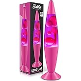 JAMBO 16" Beautiful Lamp- Purple with Pink Wax, Relaxing Liquid Light, Night Light Nightlight, Home Decor Living Room Office 