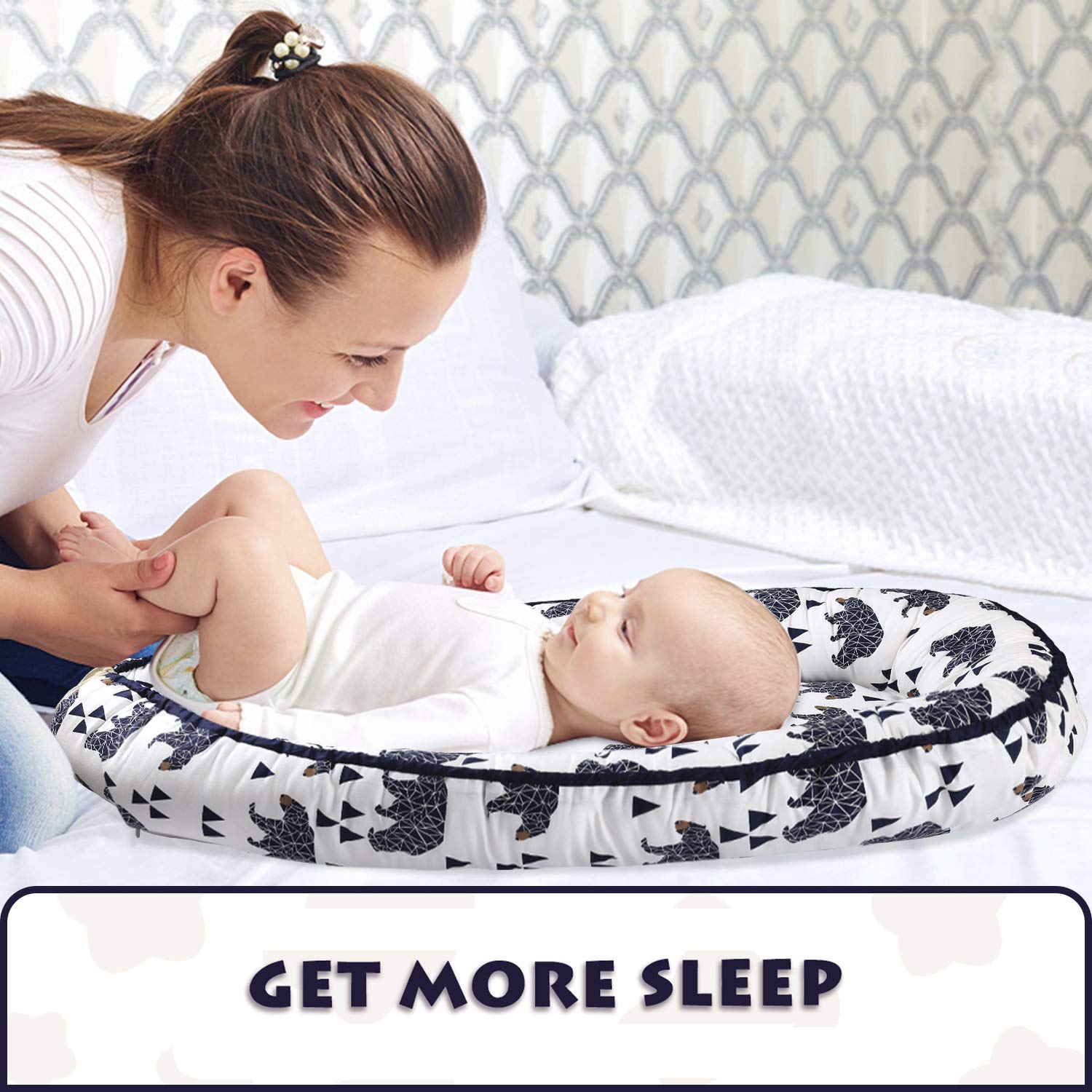 Baby Lounger, Baby Nest and Baby Bassinet, Portable Ultra Soft Breathable Newborn Lounger Crib, Perfect for Co-Sleeping and Traveling (New Bear): Baby