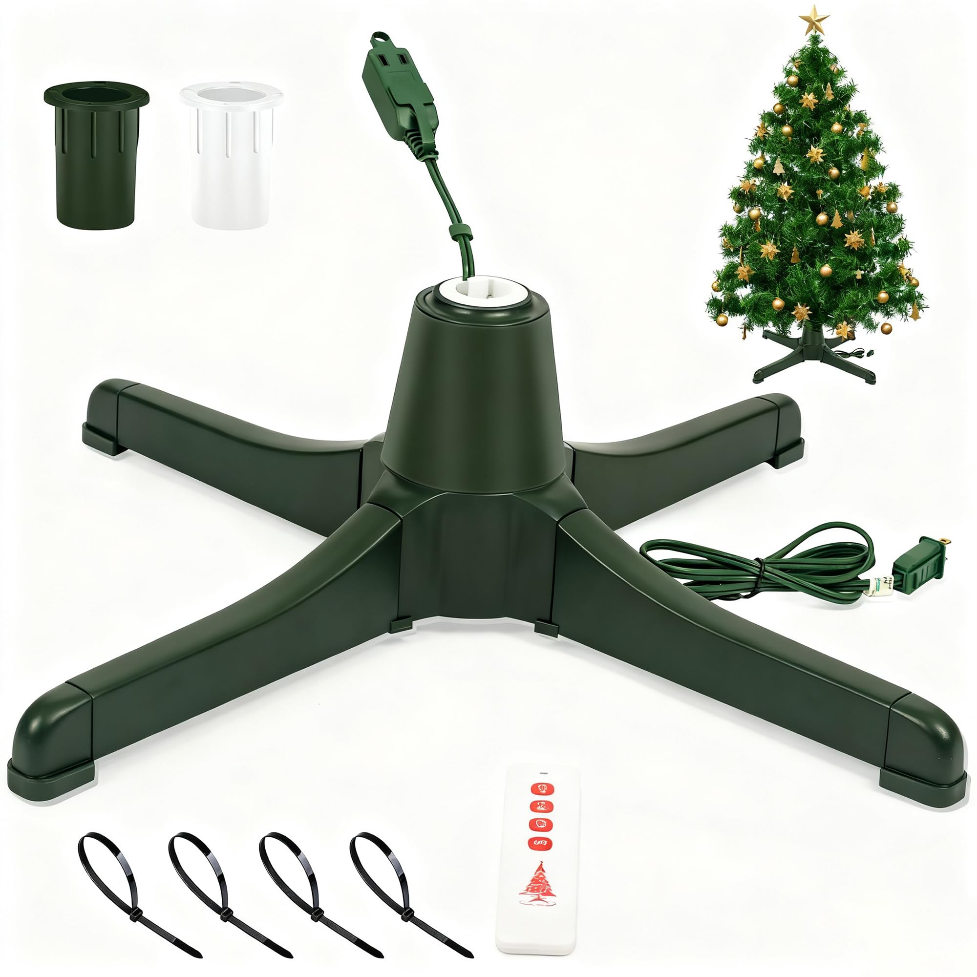Photo 1 of getlstub Rotating Christmas Tree Stand, Upgraded 6-Hour Timer Remote Control, 360° Christmas Tree Spinning Base for up to 7.5FT 80lbs Artificial Tree, 3 Trunk Diameter Setting