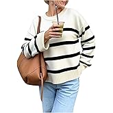 Verdusa Women's Preppy Striped Colorblock Cozy Sweaters Fall Clothes Trendy Pullover Knit Tops