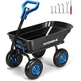 VIVOHOME 660lbs Wheelbarrow Dump Garden Cart with 2-in-1 Convertible Handle | Attach to ATV or Tractor, 10" All Terrain Wheels, Heavy Duty Utility Trailer for Yard