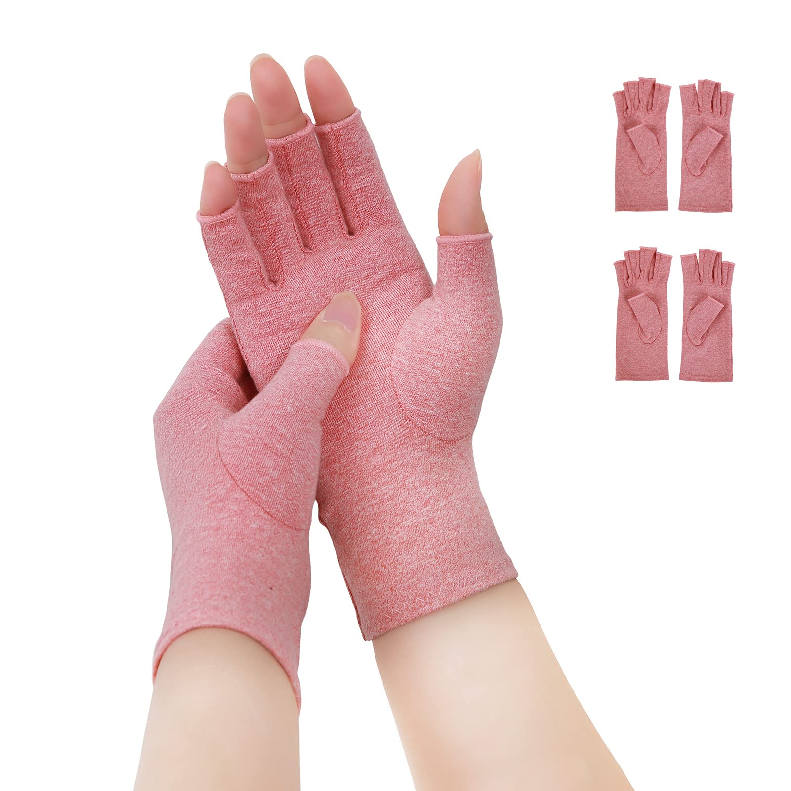 Donfri 2 Pairs Compression Arthritis Gloves, Fingerless Carpal Tunnel Pain Relief Gloves For Women Men, Hand Support Wrist Brace For Rheumatoid, Tendonitis, Swelling, Crocheting, Typing (M)