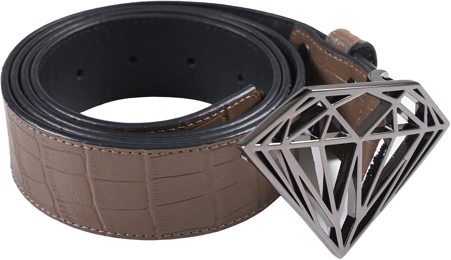 Diamond Supply Emblem Buckle Brilliant Belt Leather Mens in Khaki