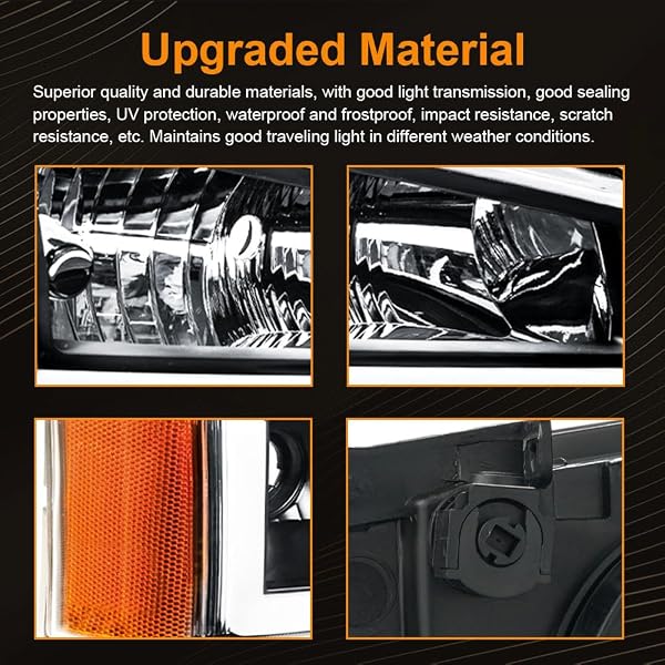 DIMFLUX LED HEADLIGHT ASSEMBLY, COMPATIBLE WITH 2007-2013 CHEVY SILVERADO 1500/2007-2014 SILVERADO 2500HD 3500 NOT FIT 2007(OLD BODY) CLASSIC MODELS CHROME HOUSING AMBER REFLECTOR