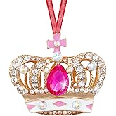 GROWTHMAGIC Pink Crown Christmas Ornaments - Metal Crown Christmas Ornaments with Rhinestones Xmas Decor Christmas Decoration Gifts for Women Girls