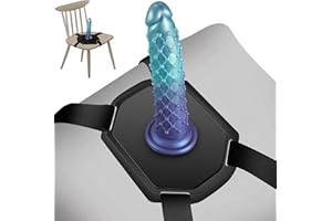 Adjustable Suction Cup Dildo Mount Saddle Strong Strap-On Harness Base with 7.8" Silicone Dildos, Secure Holder for Sofa, Cha