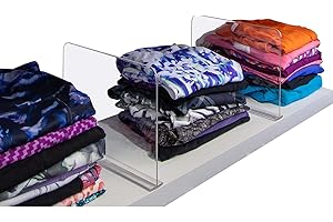 Bee Neat Closet Organization with Acrylic Clear Shelf Dividers - Closet Shelf Organizer for Clothes, Towels, Sweaters, Purses, and Books - Shelf Separators - 2 Pack (8" Tall 11 ⅝" Deep)