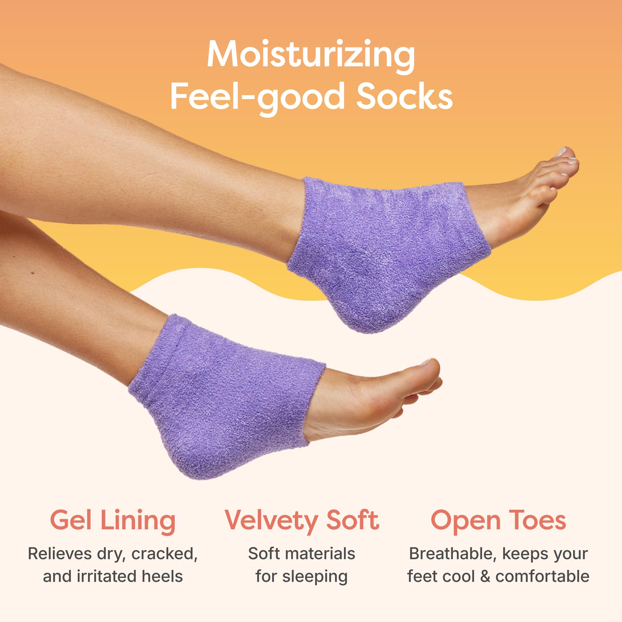ZenToes Moisturizing Socks for Cracked Heel Treatment - Vitamin E, Olive Oil and Jojoba Oil Infused to Soften and Hydrate - Heel Socks for Dry Cracked Feet Women (Fuzzy Lilac Purple, Regular)