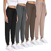 INTICOSI Women Joggers with Pockets,Women's Lightweight Sweatpants Soft Lounge Athletic Yoga Pants 4 Pack
