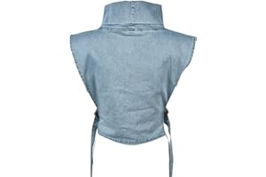 xxxiticat Women's Denim Vest Shirt Sleeveless High Neck Tie Up Buckle Side Open Cutout Hollow Out Cropped Tank Top