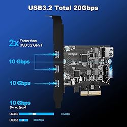 Sinefine PCI-E to USB 3.2 Expansion Card,3.2 gen2