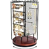 ProCase Rotating Jewelry Organizer Stand Earring Holder Organizer with 28 Necklace Hooks, Jewelry Tree Earring Stand Tower Storage Rack Bracelet Holder, Holds More than 100 Pairs Earrings -Black
