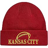 OPMGUWZY Football Winter Hat for Men Women Soft Stretch Knit Beanie Hat, Winter Cuffed Hat Skull Cap, Gifts for Football Fans