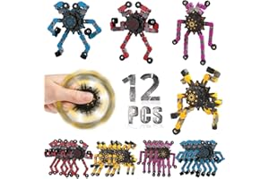 DUBANJOWE 12 Pcs Fidget Spinners Toys for Kids & Adults, Deformable Robot Transformable Fingertip Spinner, Stress Relief Party Favor for Classroom Prizes, Christmas, Valentine’s Day Gift, Goodie Bag Fillers
