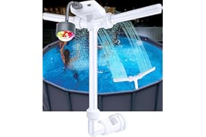 BOWLUQ Pool Fountain for Above/In Ground Pool, Multi-Color Waterfall Sprinkler for All Pool Water Outlet, Adjustable Dual-Sprayer Aerator with LED Star Light for Pool Spa Cooling System Garden Backyard Decor